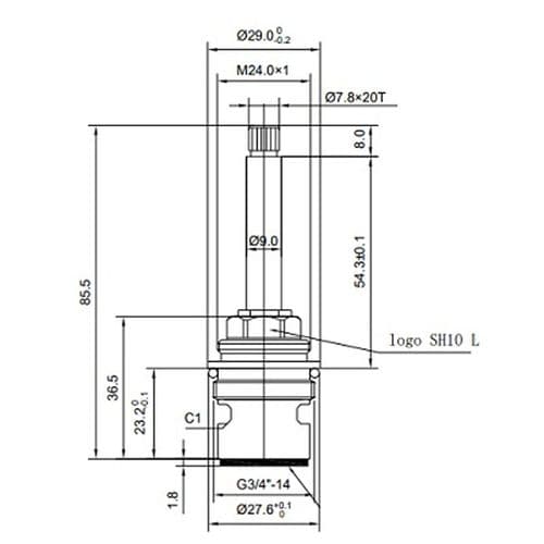 BSP 3/4" Ceramic Shower Clockwise Close Flow Valve SH10L