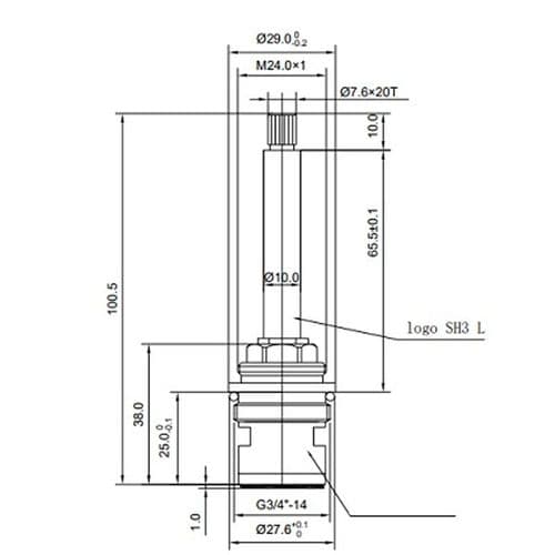 BSP 3/4" Ceramic Shower Clockwise Close Flow Valve SH3L