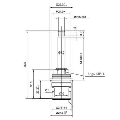 BSP 3/4" Ceramic Shower Clockwise Close Flow Valve SH8L