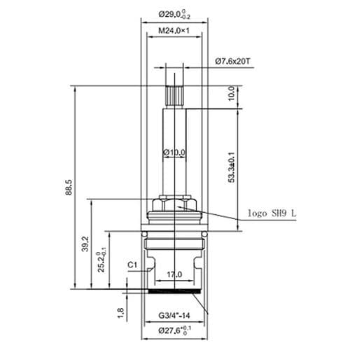 BSP 3/4" Ceramic Shower Clockwise Close Flow Valve SH9L