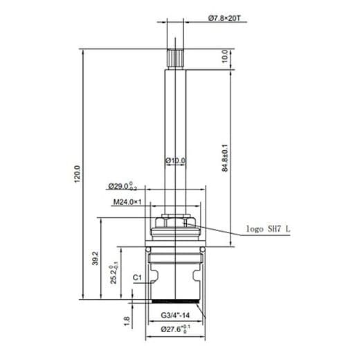 BSP 3/4" Ceramic Shower Flow Valve SH7L
