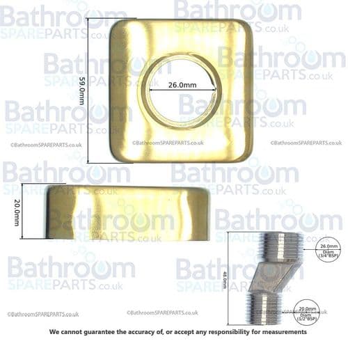 BSP Brushed Brass Square Fixing Kit BSPSQUAREBRASS