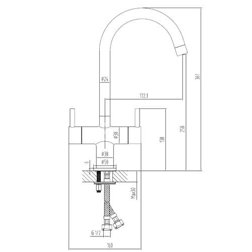 BSP Chrome Swivel Spout Kitchen Sink Tap Mixer BSP2682099