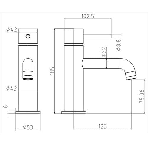 BSP Matt Black Mono Basin Mixer CRU20BLK