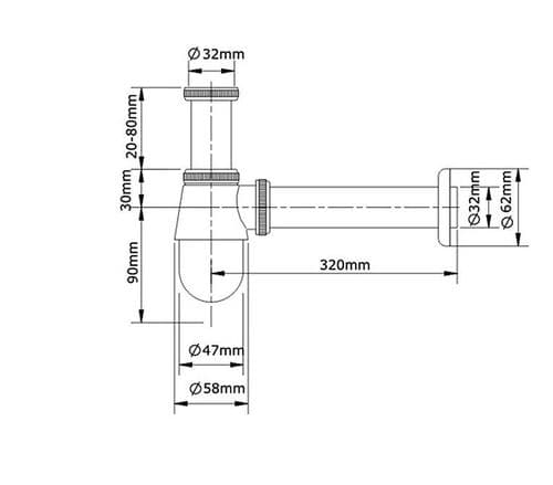 BSP Standard Chrome Basin Bottle Trap SPL2150