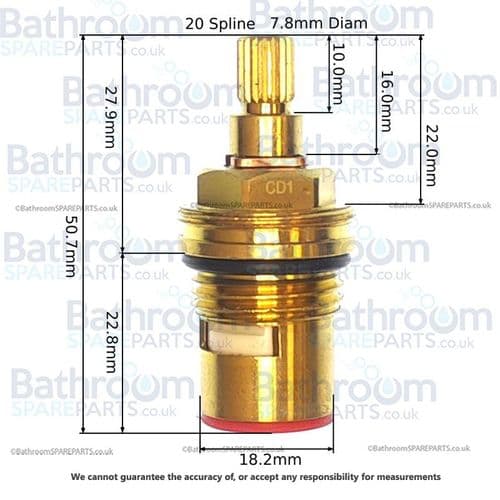 BSP Tap Cartridge 1/2" Ceramic Disc Cartridge Anti-Clockwise Close CD1-H