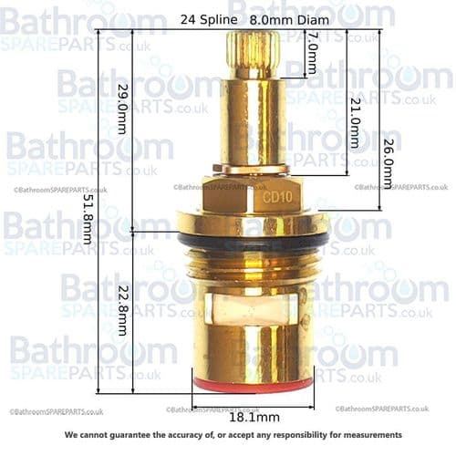 BSP Tap Cartridge 1/2" Ceramic Disc Cartridge Anti-Clockwise Close CD10-H