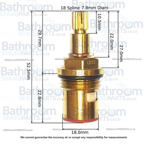 BSP Tap Cartridge 1/2" Ceramic Disc Cartridge Anti-Clockwise Close CD13-H