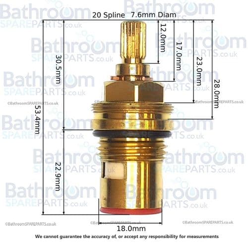 BSP Tap Cartridge 1/2" Ceramic Disc Cartridge Anti-Clockwise Close CD14-H