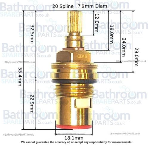 BSP Tap Cartridge 1/2" Ceramic Disc Cartridge Anti-Clockwise Close CD16-H