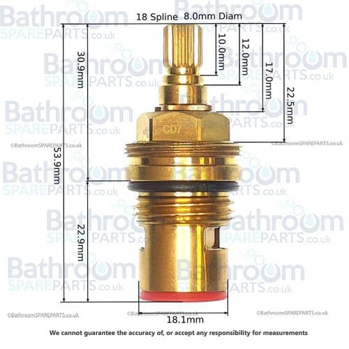 BSP Tap Cartridge 1/2" Ceramic Disc Cartridge Anti - Clockwise Close CD7-H