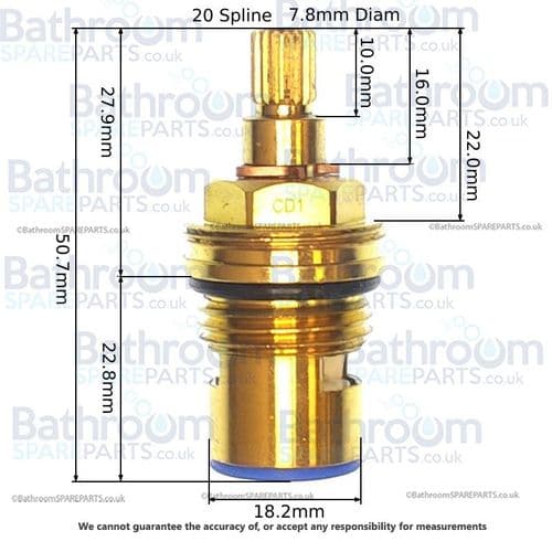 BSP Tap Cartridge 1/2" Ceramic Disc Cartridge Clockwise Close CD1-C