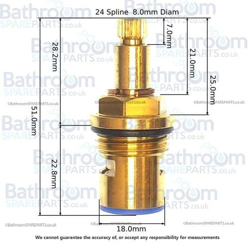 BSP Tap Cartridge 1/2" Ceramic Disc Cartridge  Clockwise Close  CD11-C