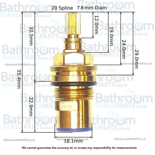 BSP Tap Cartridge 1/2" Ceramic Disc Cartridge  Clockwise Close CD16-C
