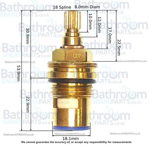 BSP Tap Cartridge 1/2" Ceramic Disc Cartridge  Clockwise Close CD7-C