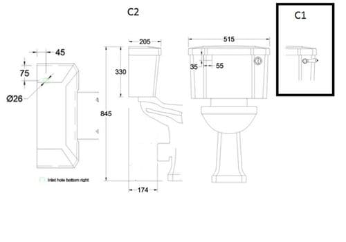 Burlington C1 and C2 Cistern Lid 51cm White BUR.SP11