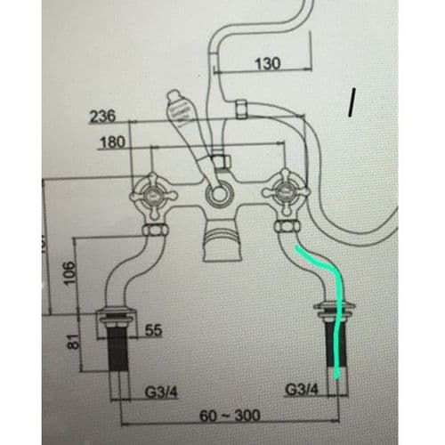 Burlington Claremont Bath Shower Mixer Leg Set T8