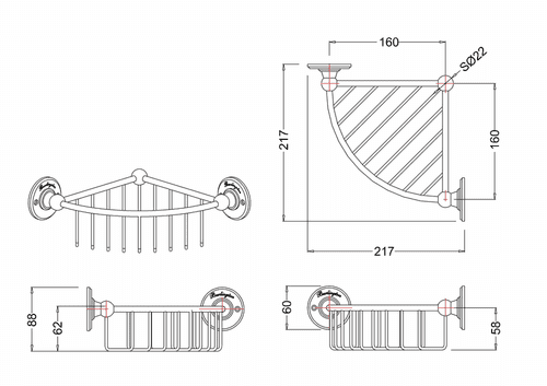 Burlington Deep Corner Basket Chrome A22 CHR