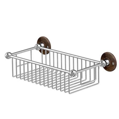 Burlington Deep Rectangle Basket Chrome with Walnut Backplate A23 WAL