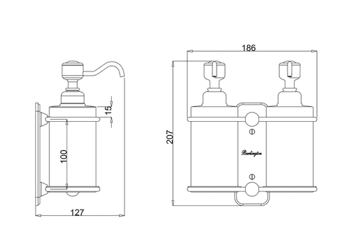 Burlington Double Soap Dispenser Chrome A20 CHR
