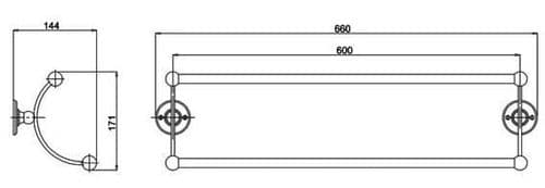 Burlington Double Towel Rail 650mm Chrome A17 CHR