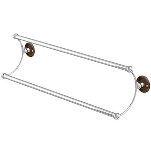 Burlington Double Towel Rail 650mm Chrome with Walnut Backplate A17 WAL