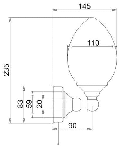 Burlington Edwardian Single Eliptical Light With Pull Cord - T52