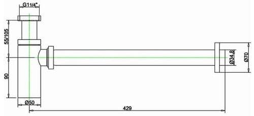 Burlington Flat Bottom Bottle Trap Chrome - W13