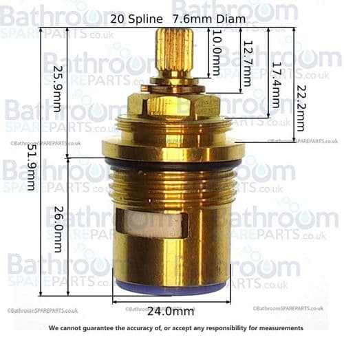 Burlington Hent F6 Bottom flow control Clockwise Close cartridge for V25 shower valve SP36