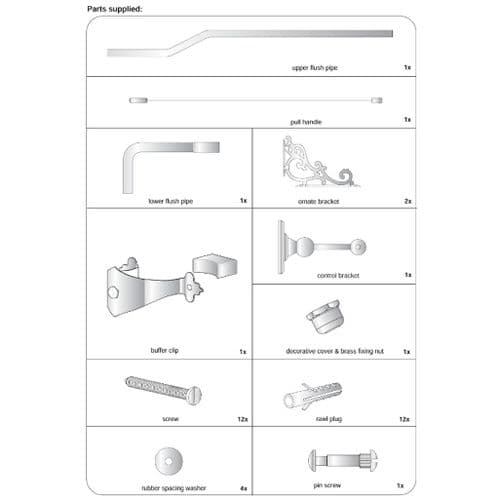Burlington High Level Flush Pipe Kit Chrome T30CHR