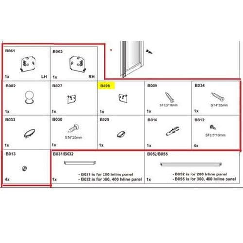 Burlington Inline Panel Spare Part Pack SP59