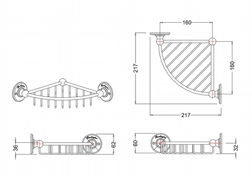 Burlington Shallow Corner Basket Chrome A21 CHR