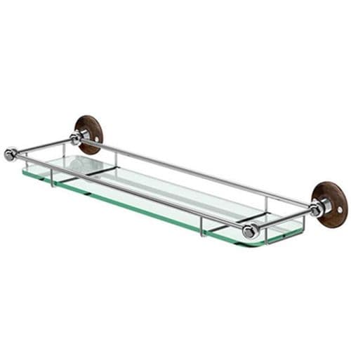 Burlington Shelf with Railing 550mm Chrome with Walnut Backplate A18 WAL