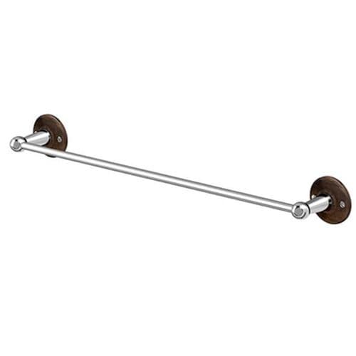Burlington Single Towel Rail 55cm Chrome with Walnut backplate A7 WAL