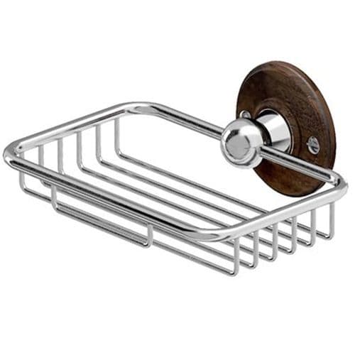 Burlington Soap Basket Chrome with Walnut Backplate A13 WAL