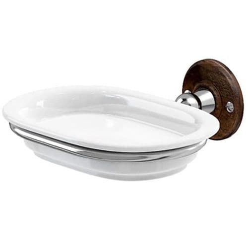 Burlington Soap Dish Chrome with Walnut backplate A1 CHR WAL