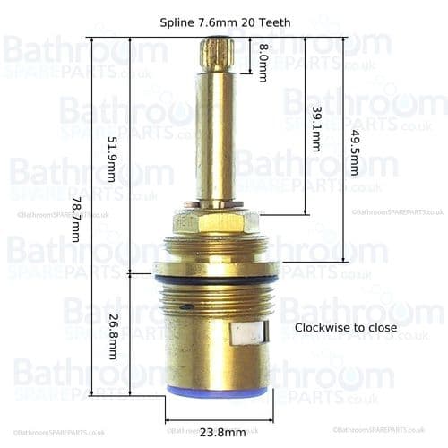 Burlington Stour Hent F8 Flow Control Clockwise Close Cartridge SP582