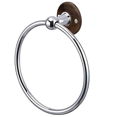 Burlington Towel Ring Chrome with Walnut Backplate A3 CHR WAL