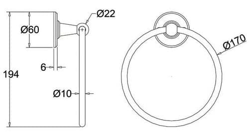 Burlington Towel Ring Chrome with Walnut Backplate A3 CHR WAL