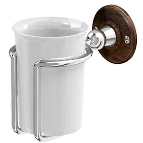 Burlington Tumbler Holder Chrome with Walnut backplate A2 CHR WAL