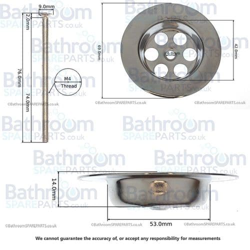 Burlington W3, ARCW3 Bath Waste Base & Screw SP903