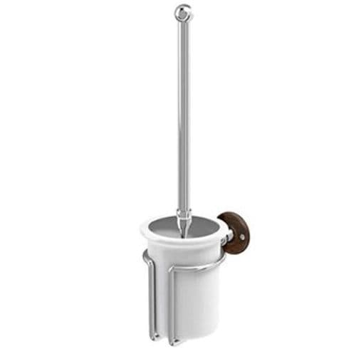 Burlington WC Brush Holder Chrome with Walnut Backplate A8 CHR WAL