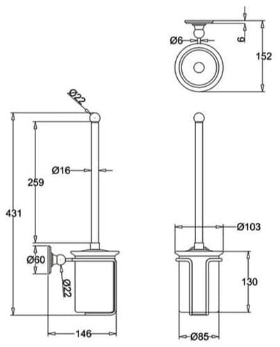 Burlington WC Brush Holder Nickel A8 NKL