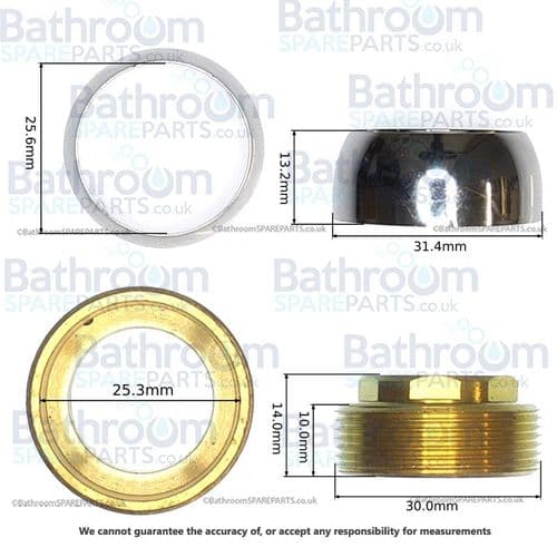 Cartridge Locking Nut 30 x 10mm and Chrome Shroud BSPLN1015