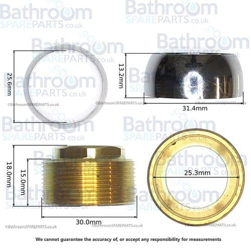 Cartridge Locking Nut 30 x 15mm and Chrome Shroud BSPLN1012