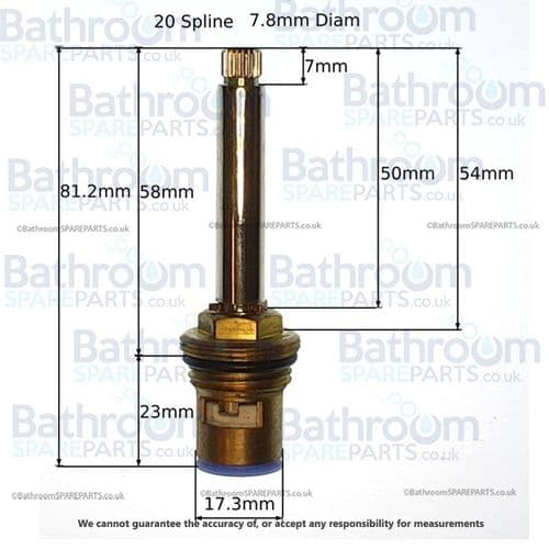 Cassellie ADE001 Cold Anti Clockwise Open Ceramic Disc Cartridge COMP053-COLD
