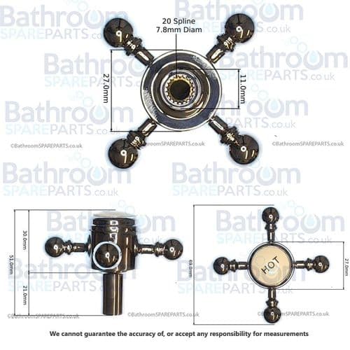 Cassellie BEL15 BEL16 Basin Mixer Chrome Hot Handle BEL-HOT