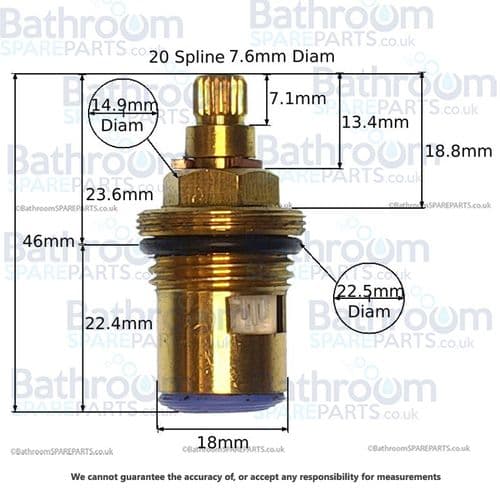 Cassellie LFRM003 Cold Clockwise Close Ceramic Disc Cartridge COMP070-COLD