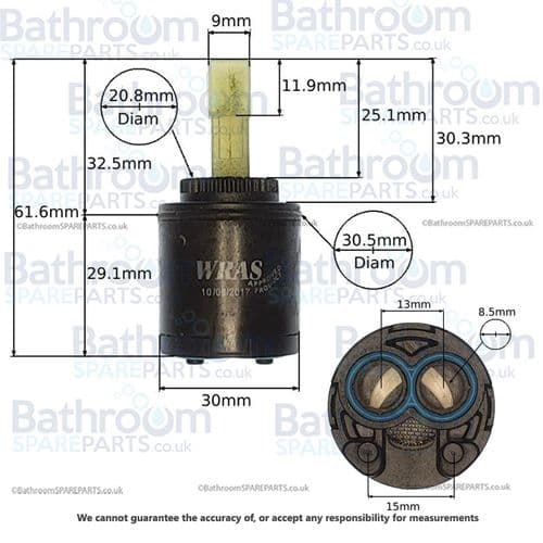 Cassellie PER005 30mm Flat Basin Mixer Cartridge COMP075