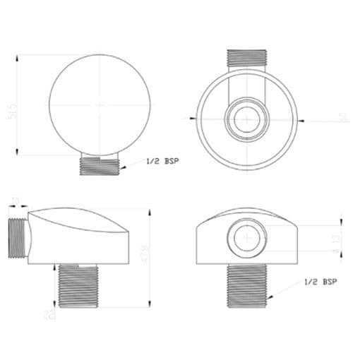 Cassellie Round Shower Outlet Elbow ELBRD2